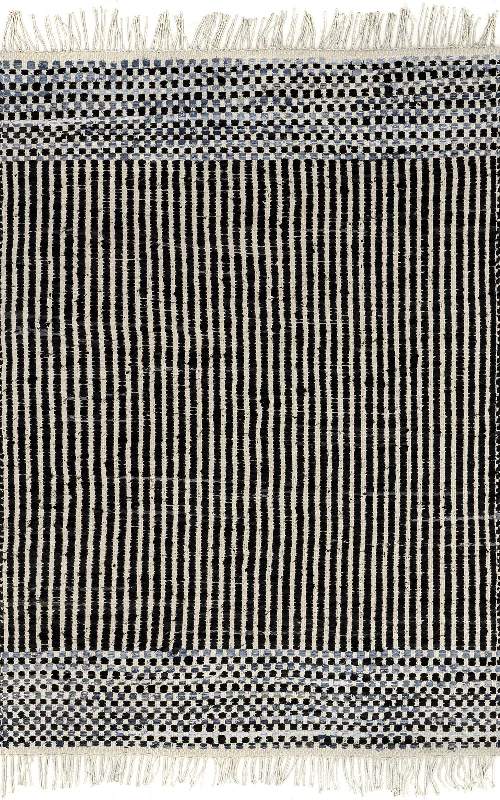 Leanna Striped Lattice Rug | Dark Grey