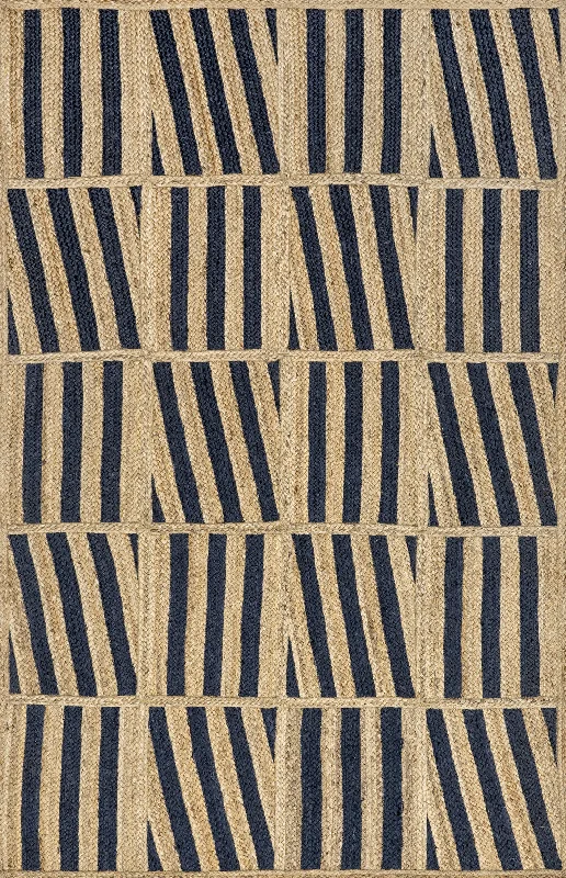 Lucine Jute Stripes Rug | Blue