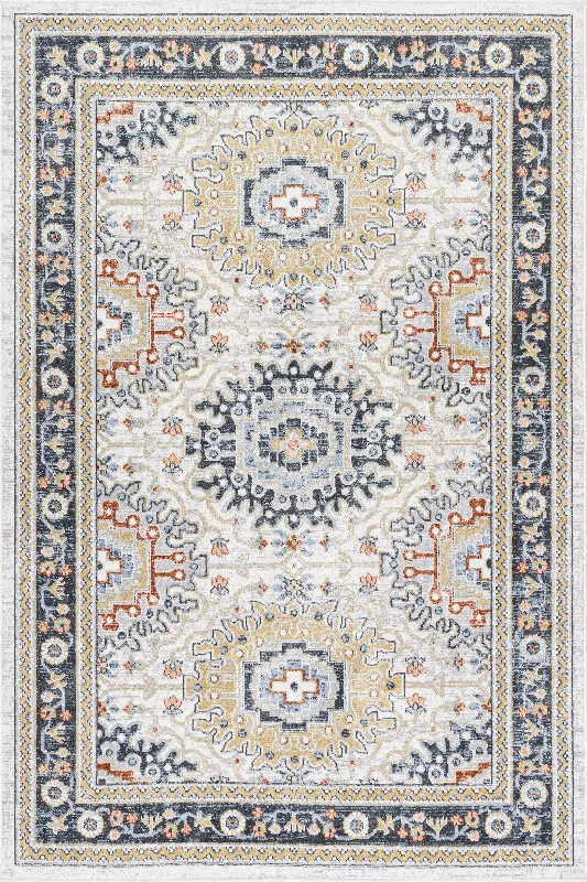 Madilyn Medallion Washable Rug | Blue