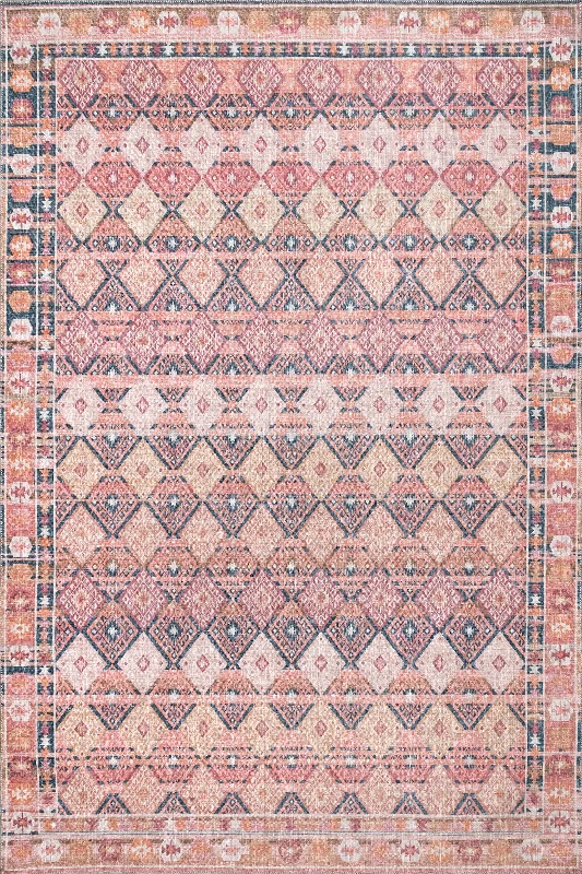 Marie Washable Tiled Rug | Light Orange