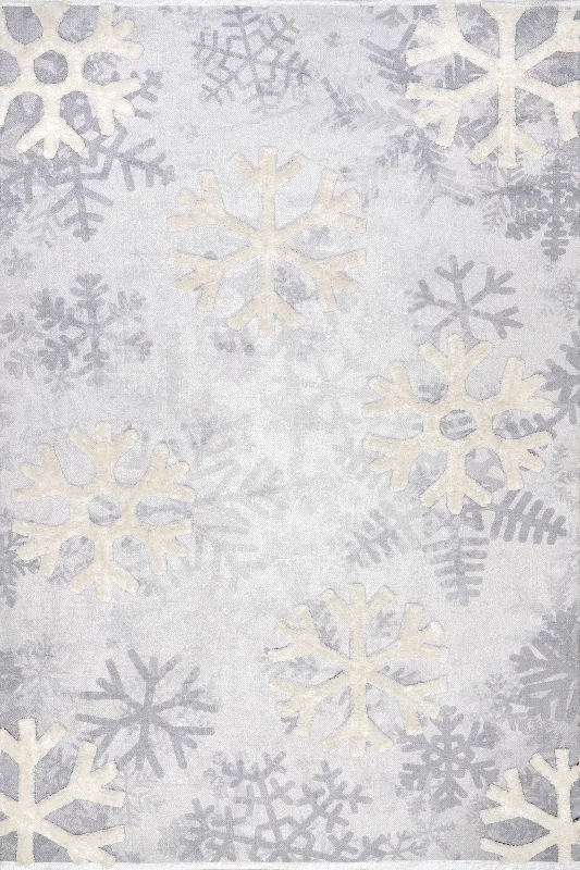 Marleigh Crystal Snowflake Rug | Grey