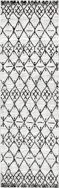 Marlene Crosshatch Trellis Washable Rug | Grey