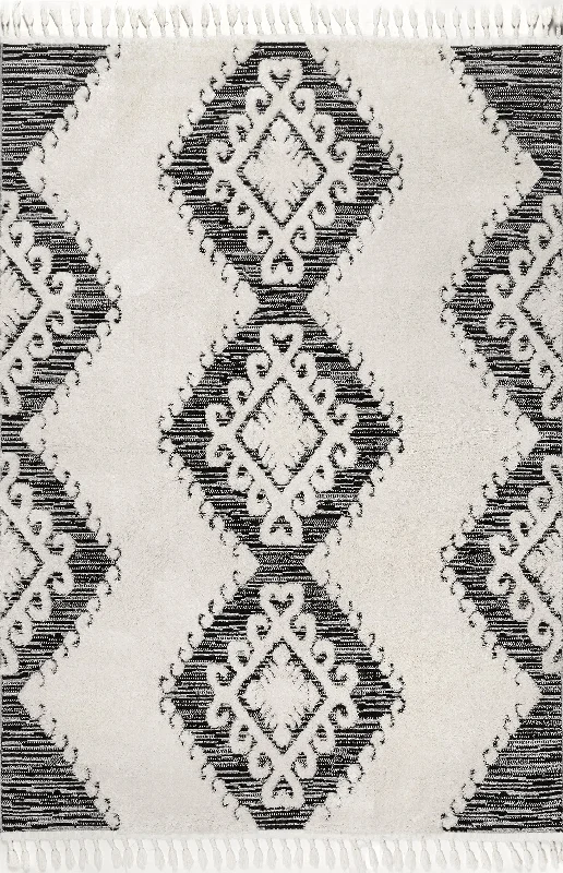 Maya Textured Tasseled Rug | Grey