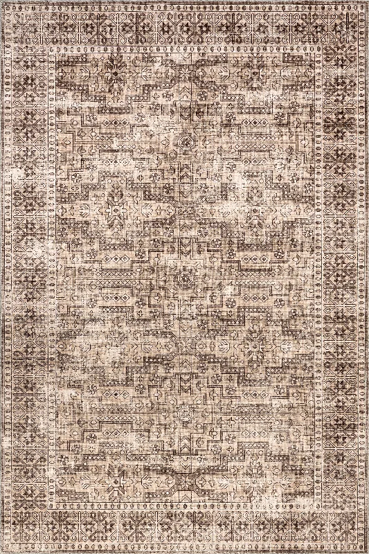 Milani Botanical Spill Proof Washable Rug | Beige