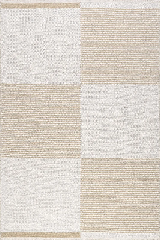 Murphy Large Checkerboard Reversible Washable Rug | Taupe