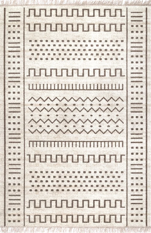 Native Indoor/Outdoor With Tassels Rug | Beige