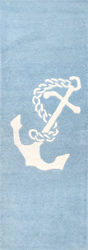 Nautical Anchor Rug | Baby Blue