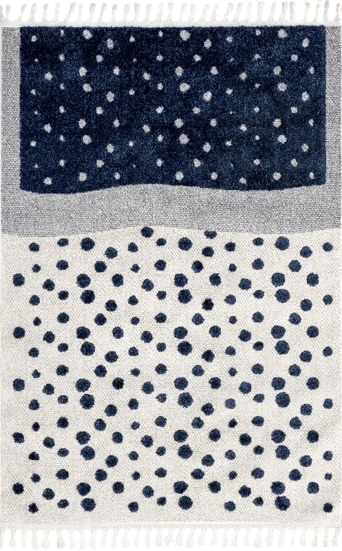 Neilla Wintry Tasseled Kids Rug | Navy