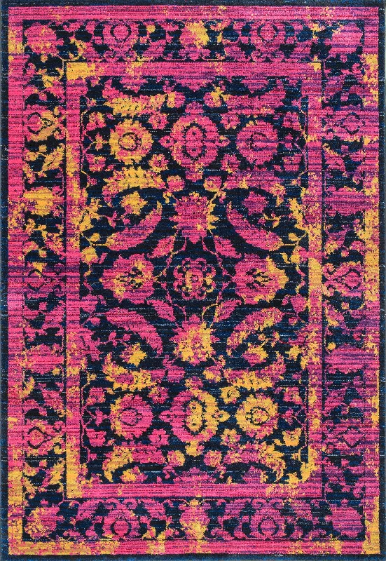 Neon Shaded Herati Rug | Fuchsia