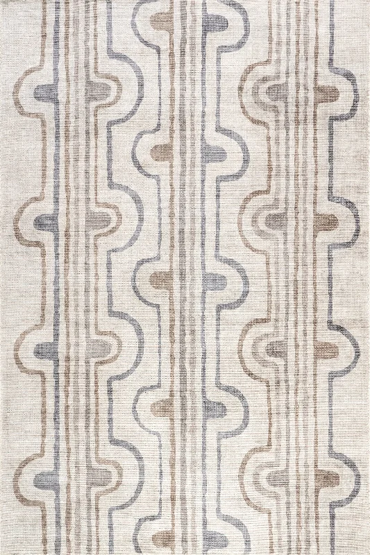 Nyra Groovy Washable Rug | Taupe