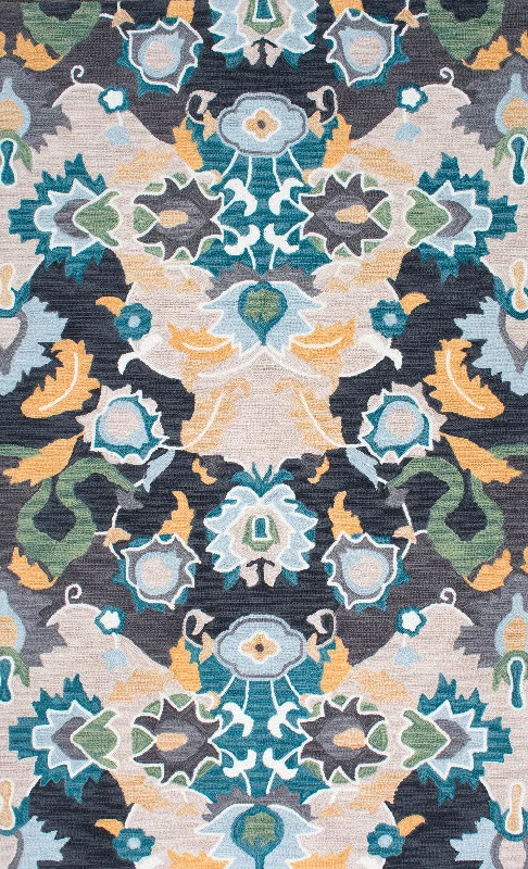 Patchwork Abstract Rug | Navy