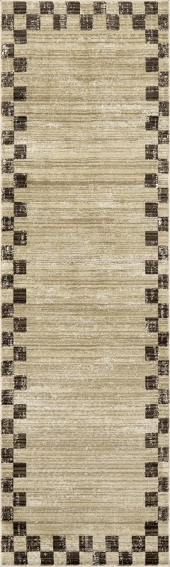 Pompeii Checked Border Rug | Brown