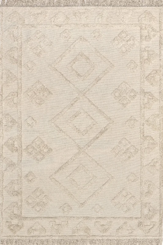 Rainie Monochrome Geometric Rug | Beige