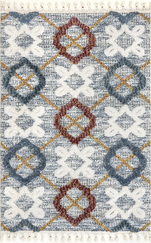 Renata Colorful Crosshatch Rug | Grey