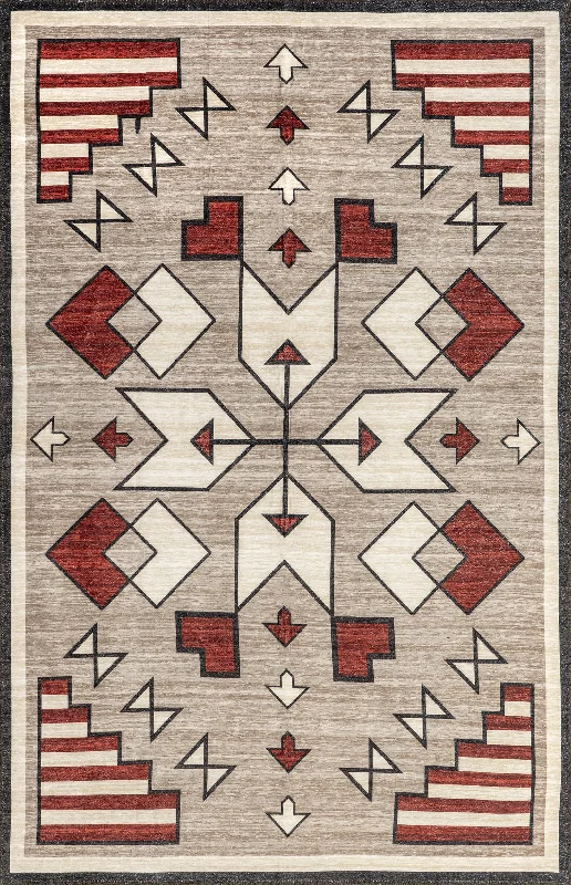 Rosita Washable Aztec Rug | Brown