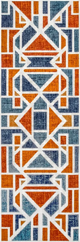 Sarah Abstract Indoor/Outdoor Rug | Rust