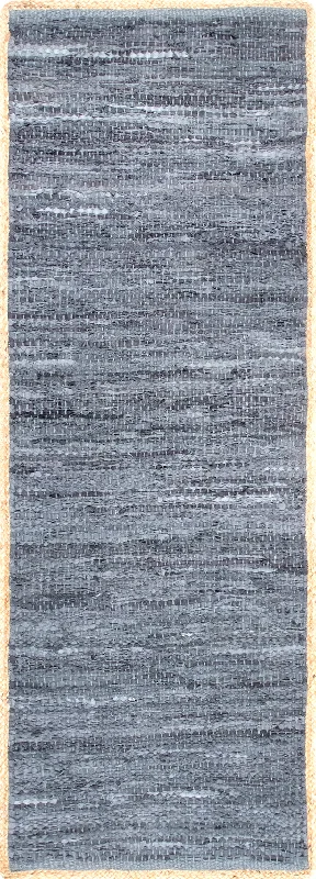 Solid Leather Flatweave Rug | Blue