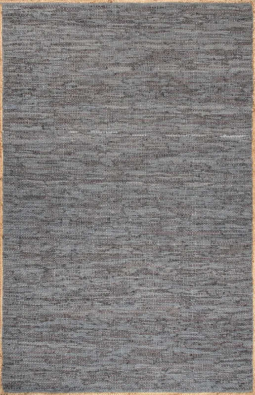 Solid Leather Flatweave Rug | Grey