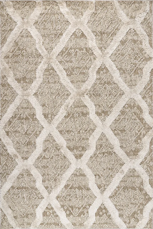 Stephanie Textured Trellis Rug | Beige