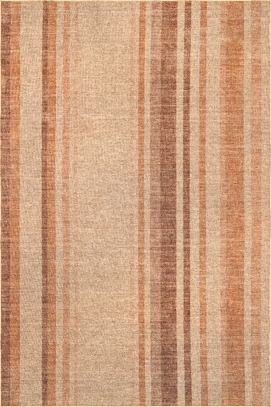 Sydnee Easy-Jute Striped Washable Rug | Burnt Orange