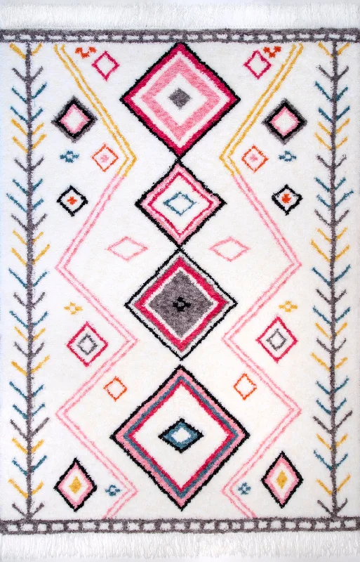 Tribal Shaggy Rug | Pink Multicolor