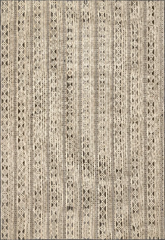 Tribal Striped Indoor/Outdoor Rug | Charcoal