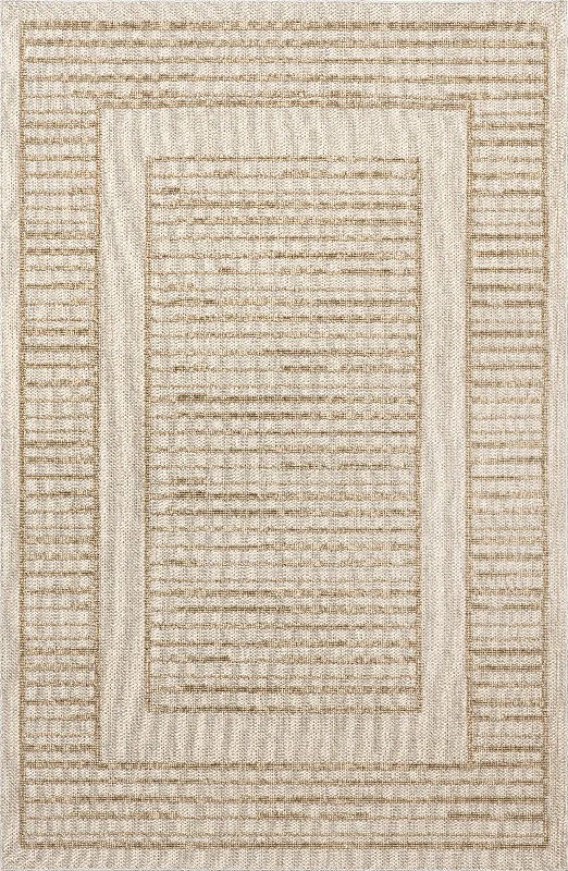 Vega Indoor/Outdoor Bordered Rug | Beige