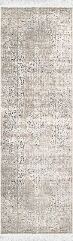 Withering Medallion Fringe Rug | Beige