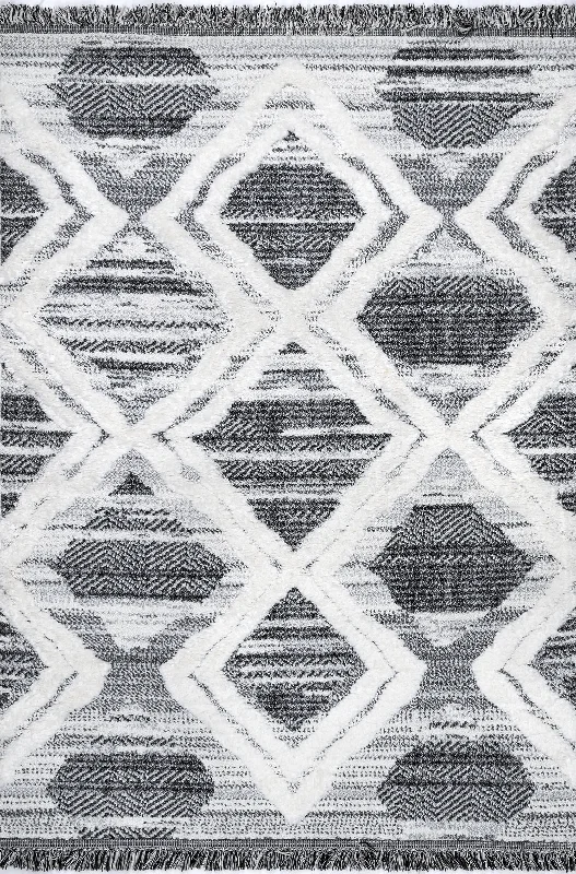 Wren Textured Trellis Rug | Grey