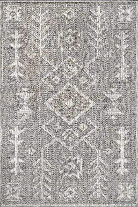 Yara Textured Symbolic Rug | Grey