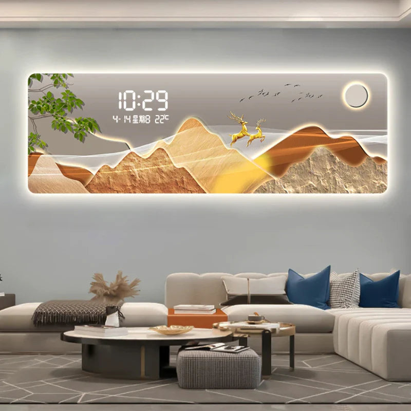 Mountains Silent Battery Digital Wall Clock