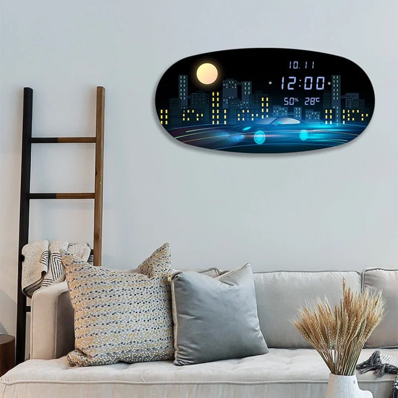 Oval Digital Wall Clock: Accurate Timekeeping Sleek Design