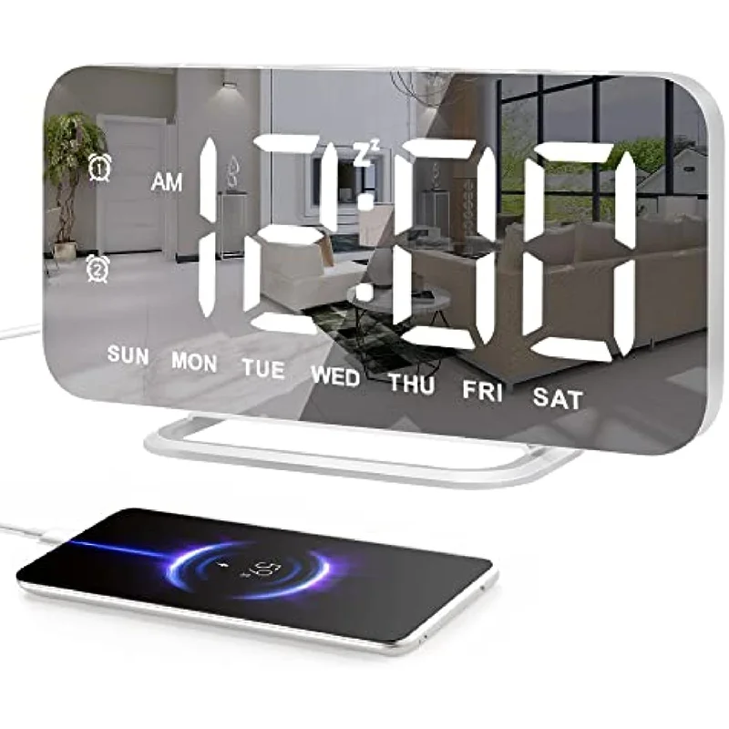 Super Slim LED Digital Alarm Clock With Diming Mode And 4 Levels Brightness