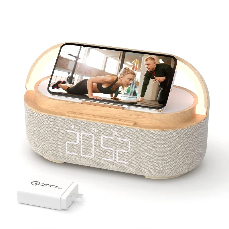 2023 Newestdigital Alarm Clock Radio With Bluetooth Speaker, Night Light, 15W