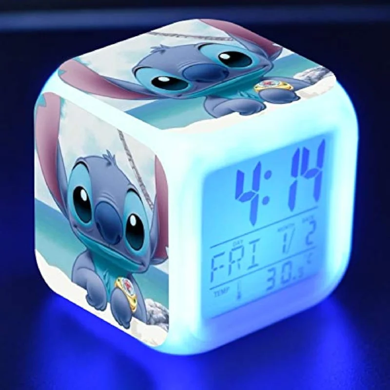 3 Inch Small Size Mini Led Anime Digital Alarm Clock 7 Colorful Light Bedroom