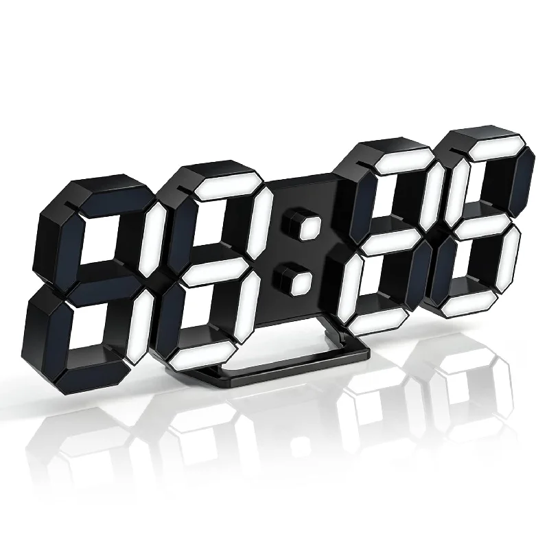 3D Led Clock Desk Alarm Clock Wall Clock With Remote Control, 9.7" Led Electro