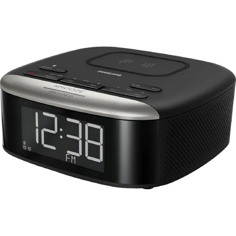 Alarm Clock With Wireless Charging, Digital Alarm Clock Radio For Bedroom, Eas