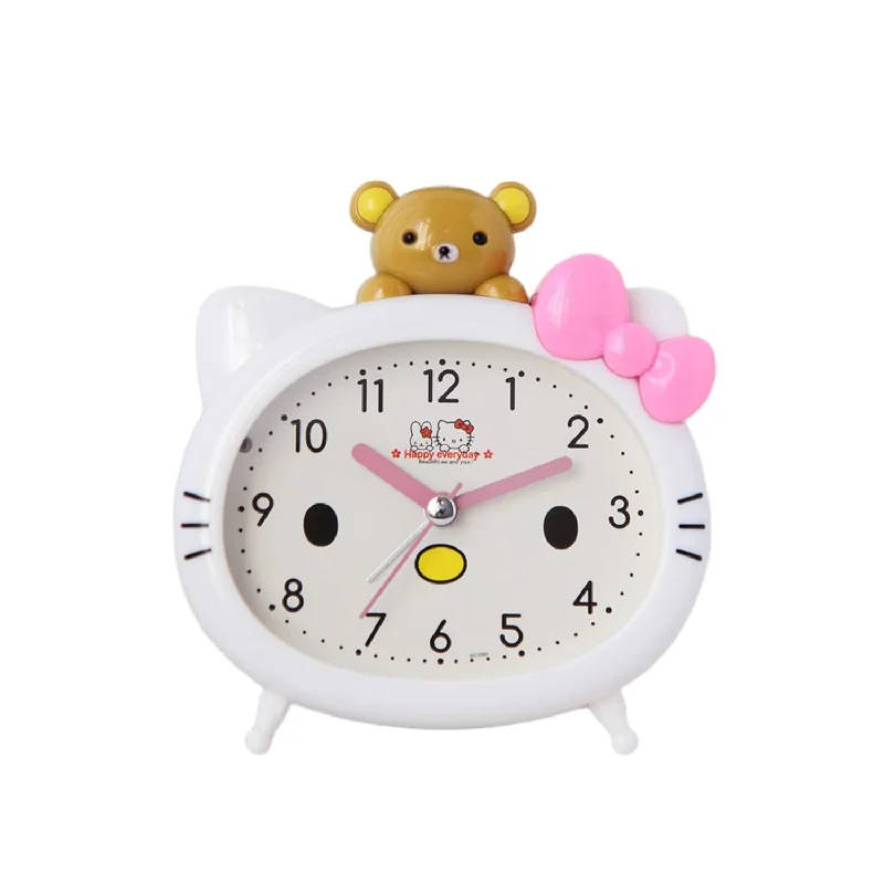 Cat Appearance Kawaii Alarm Clock,Cartoon Cat Clock, Bedside Sweeping, Silent,