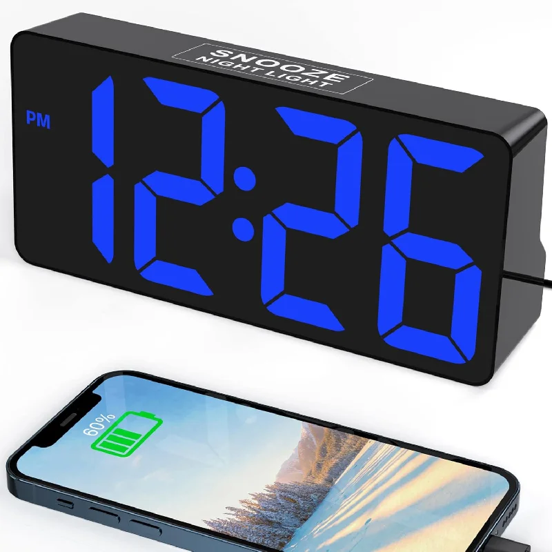 Digital Alarm Clock, Large Display Digital Clock With Dual Alarms,Type C & Usb