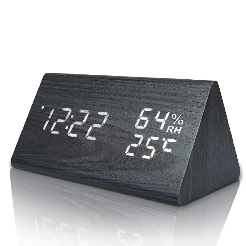 Digital Alarm Clocks Wooden Led Time Display For Bedrooms Electronic Clocks Wi