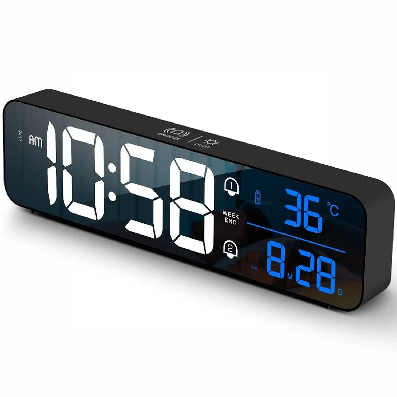 Digital Clock Large Display, Led Alarm Clock For Living Room Decor, Rechargeab