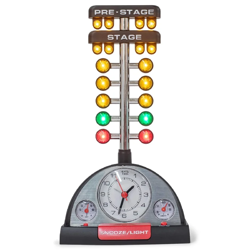 Drag Racing Christmas Tree Lighted Thermometer Sound Tabletop Alarm Clock