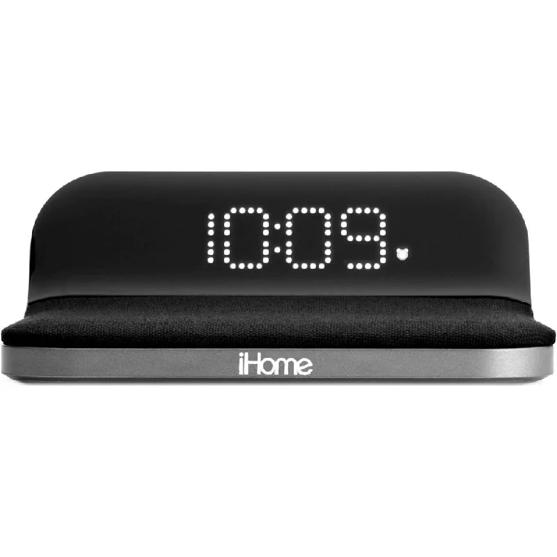 iHome - PowerValet - Sleek Alarm Clock with Qi Wireless Charging and USB Charging