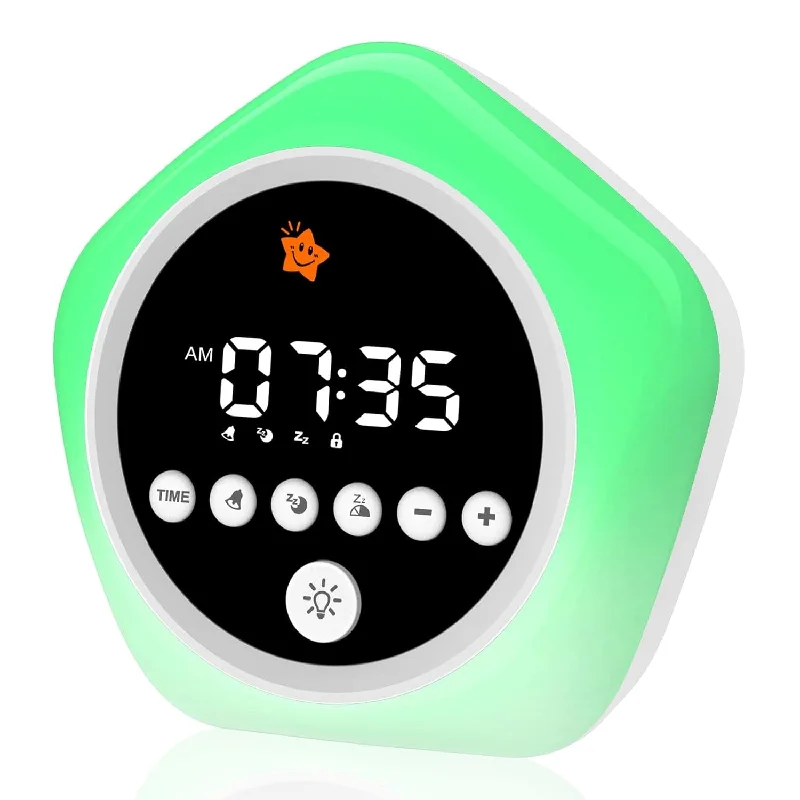 Kids Alarm Clock, Toddler Sleep Training Clock With Red Green Light, Ok To Wak