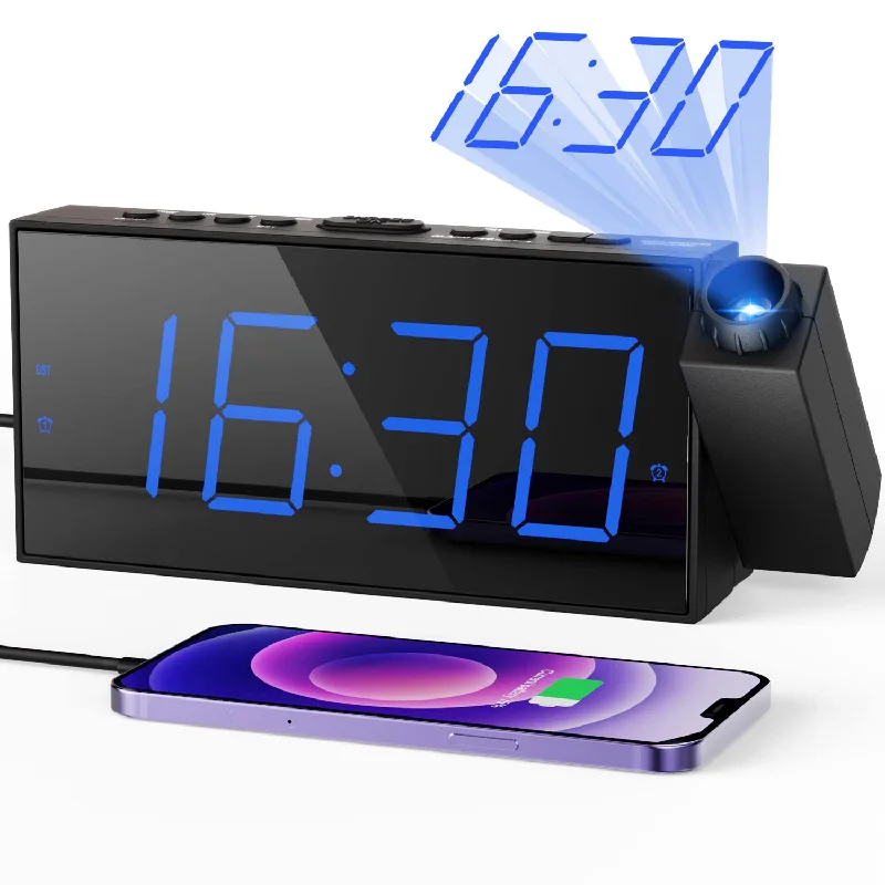 Projection Digital Alarm Clock On Ceiling Wall, Led Alarm Clock For Bedrooms W