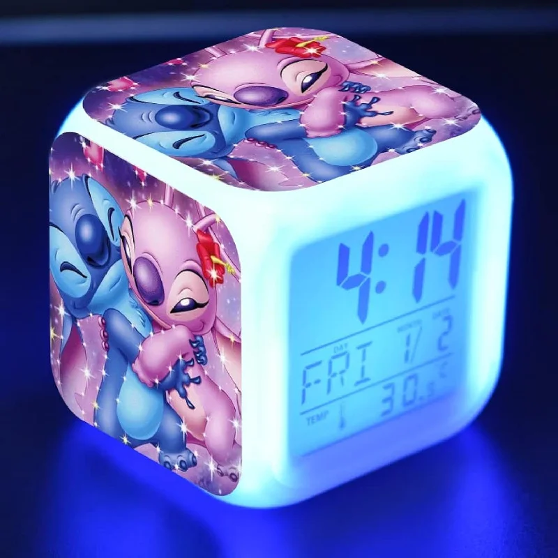 Stitch Anime Led Digital Alarm Clock For Girls - Cute Size, 8Cm,3 Inch, 7 Colo