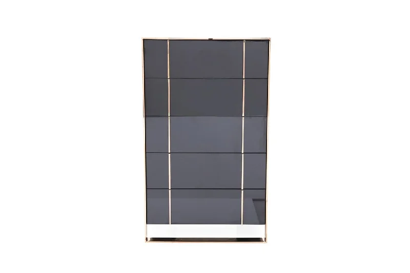 33" Black Gold Manufactured Wood + Solid Wood Stainless Steel Five Drawer Chest