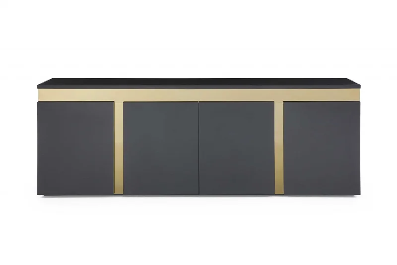 94" Black and Gold Buffet Server