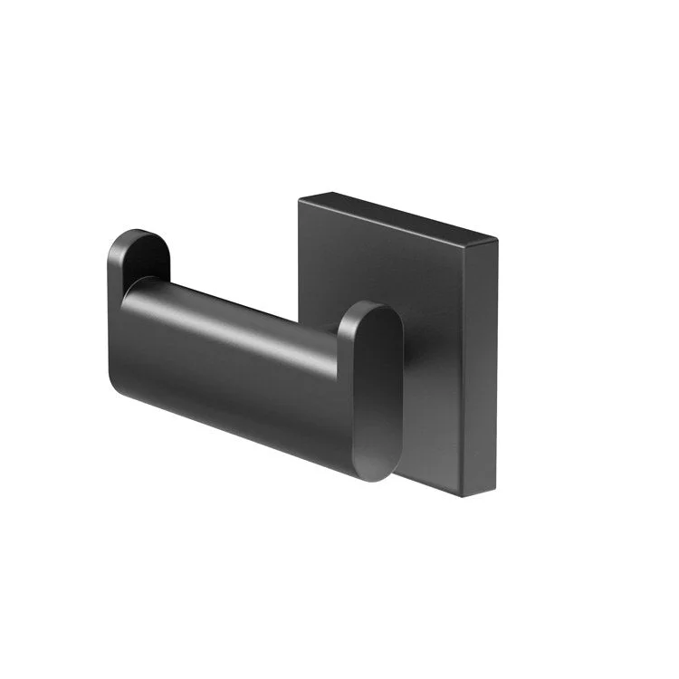 Robe Hook Elevate Double Matte Black 1-7/20 Inch 1-17/20 Inch Wall Mount Metal