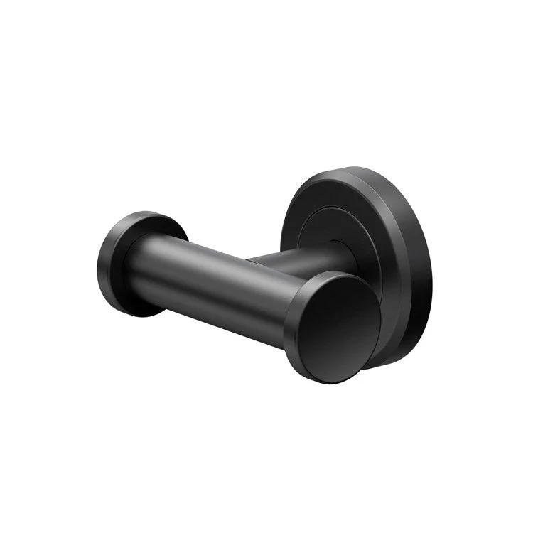 Robe Hook Latitude II Double Matte Black 3-1/8 Inch 2-3/25 Inch Wall Mount Metal